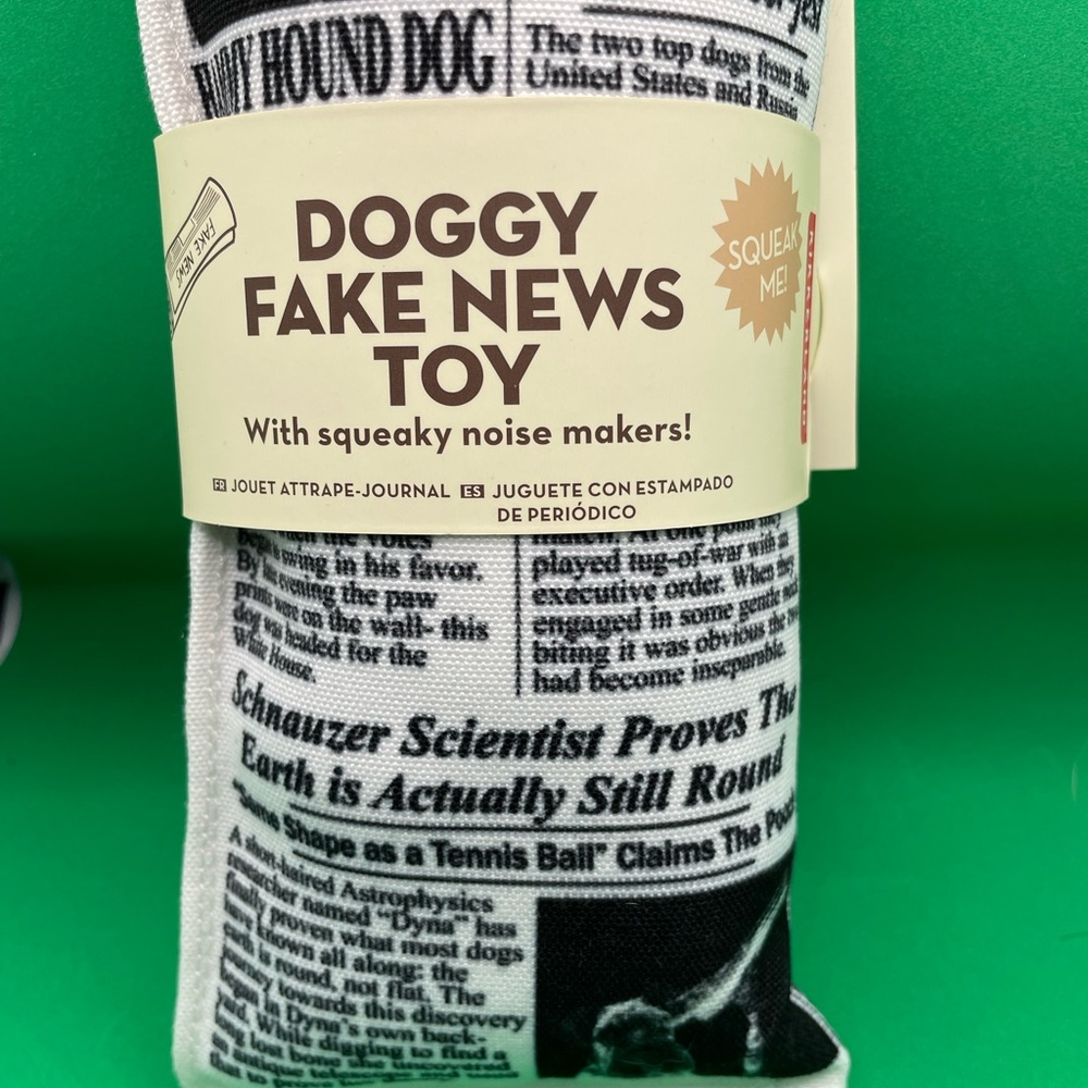 Dog Toy - Fake News - doggy news that is… 🐶❤️. ISDF logo.
